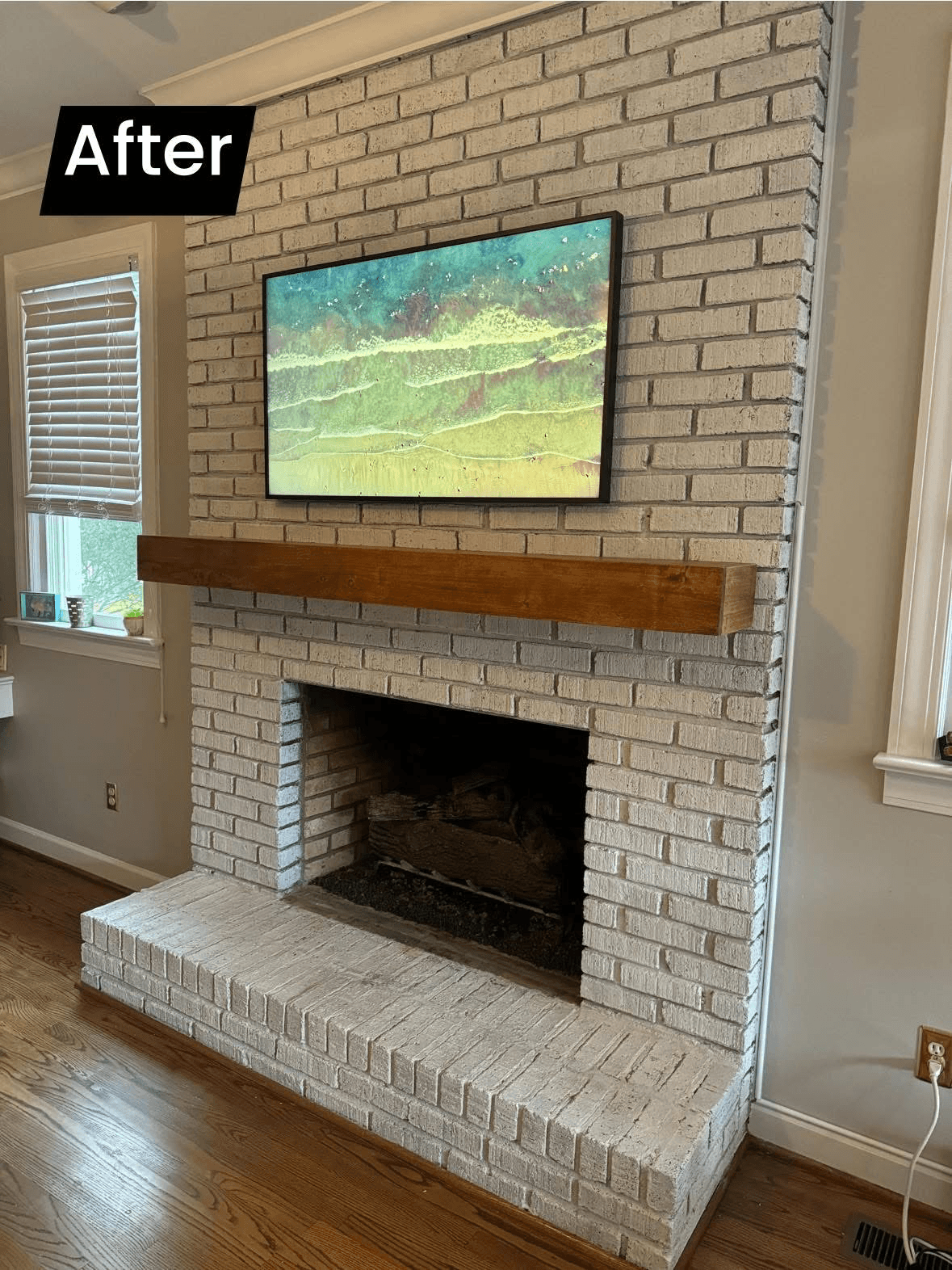 Frame TV on Brick Fireplace