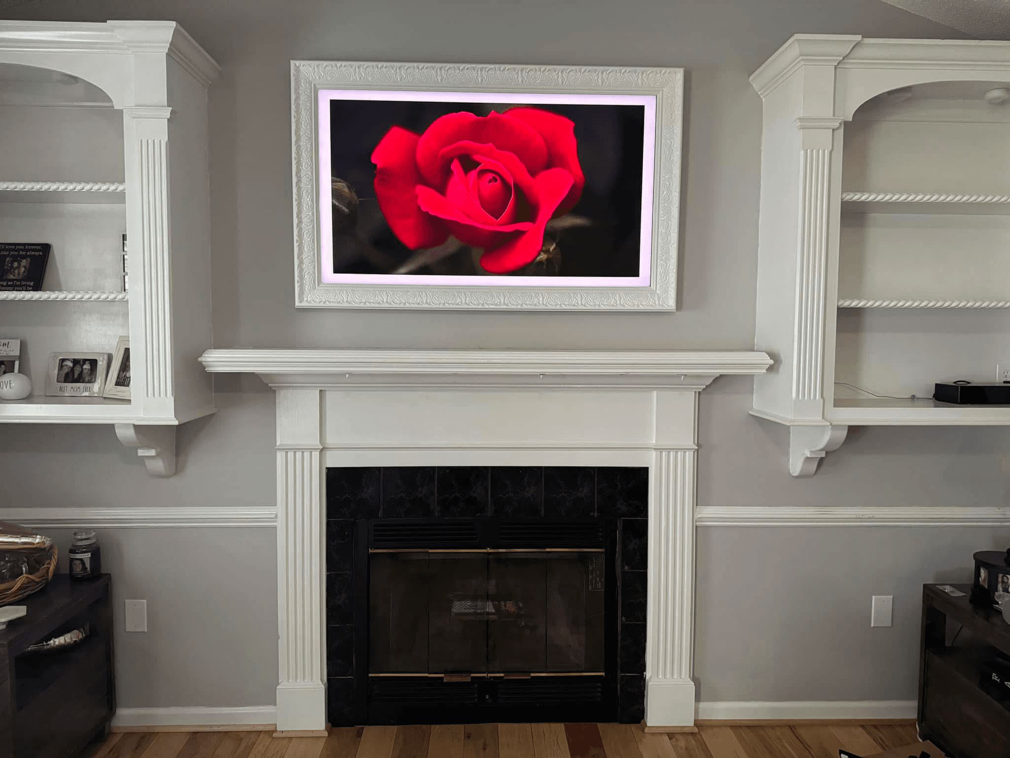 Samsung Frame TV Over Fireplace