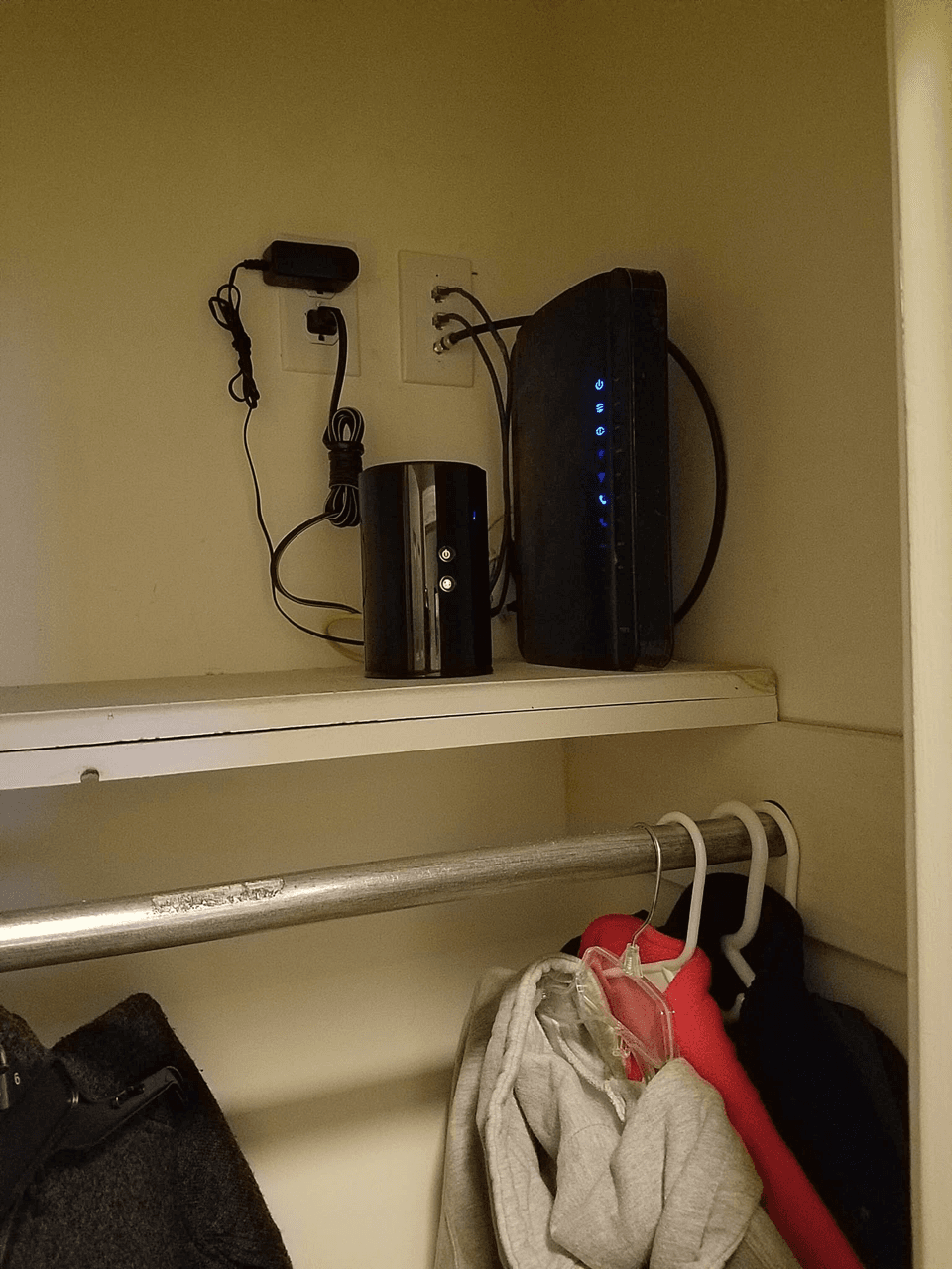 Hidden closet modem and router setup